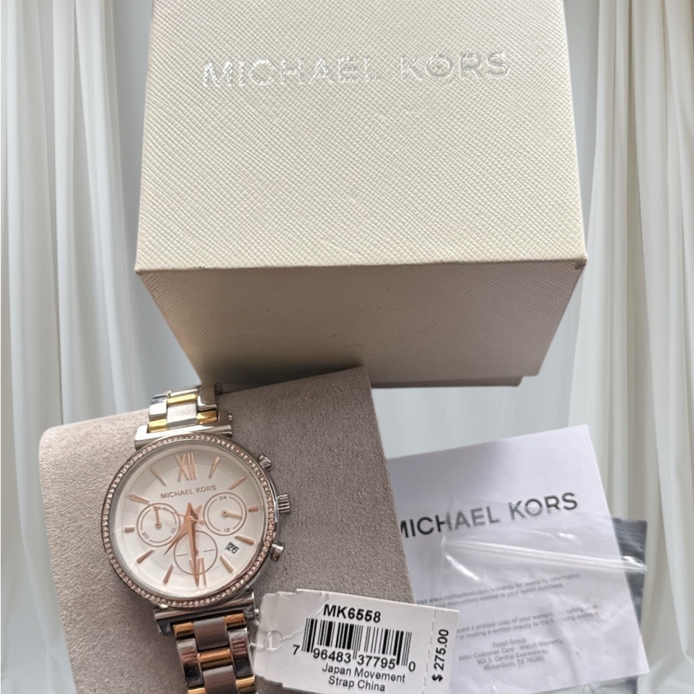 Michael Kors Silver and Rose Gold Watch